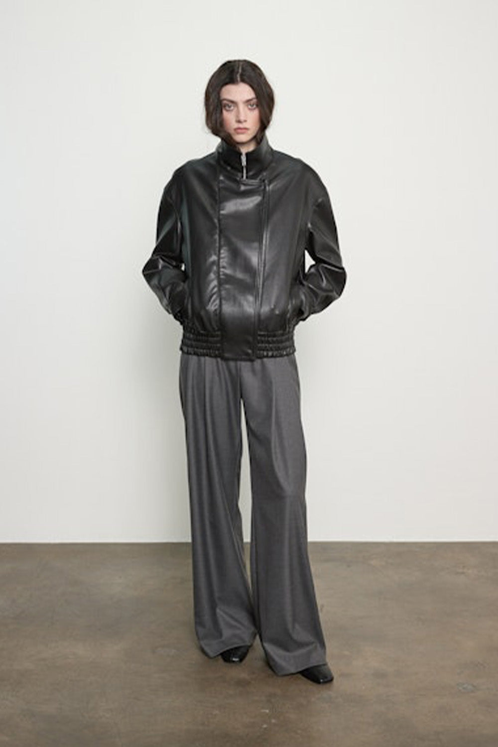Oversized Leather Bomber Jacket