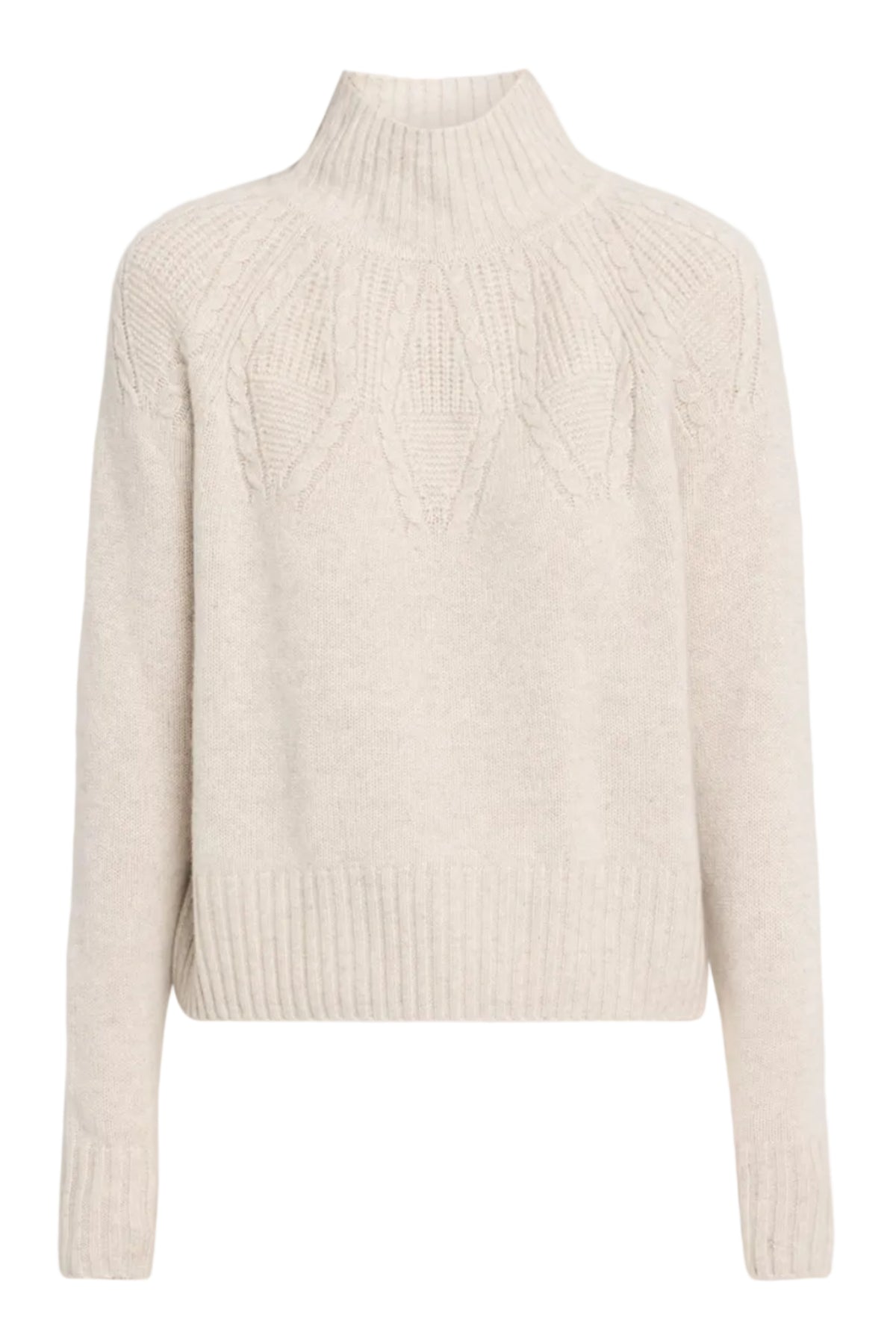 Cashmere Mock-Neck Cable Knit Sweater