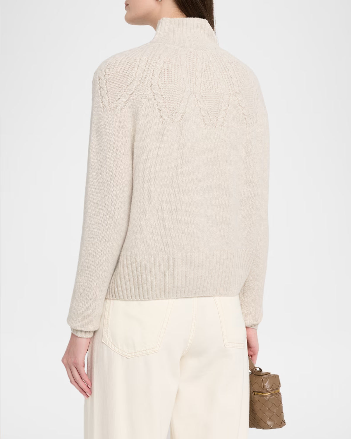 Cashmere Mock-Neck Cable Knit Sweater