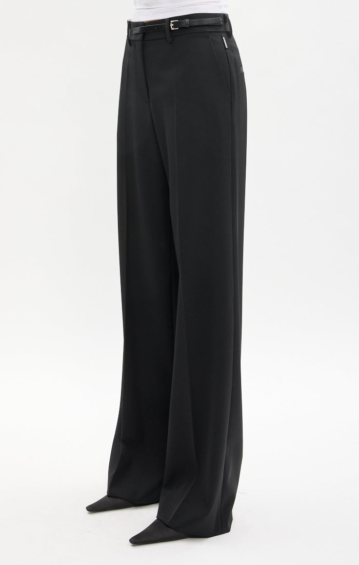 Belted Wool Tailored Pants