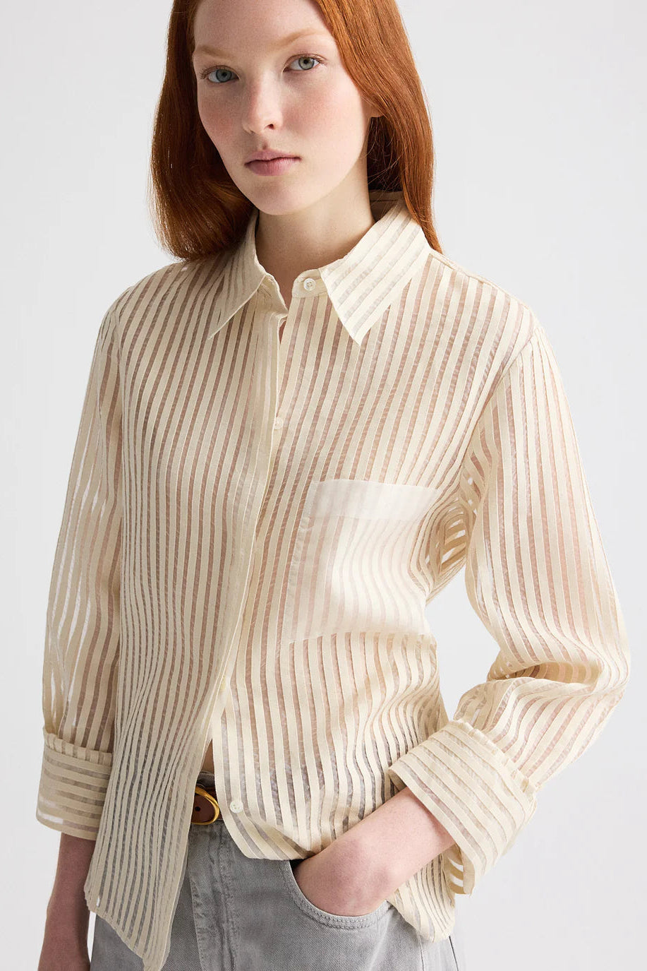 Boyfriend Shirt in Ribbon on Organza