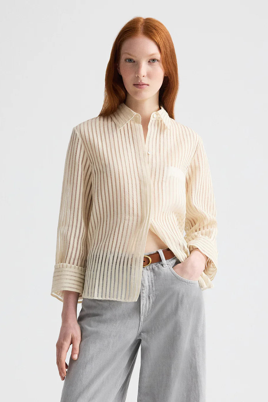 Boyfriend Shirt in Ribbon on Organza