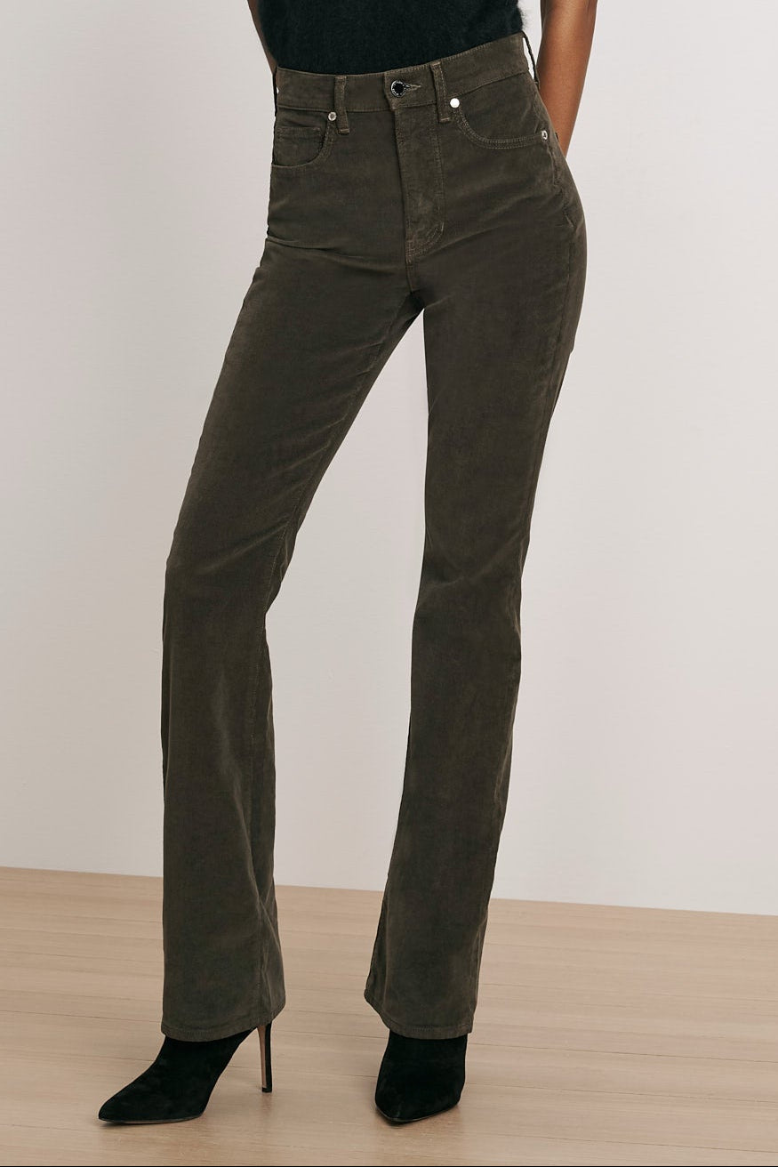 Veronica Beard Cameron Mid Rise Bootcut Cord in Loden full length