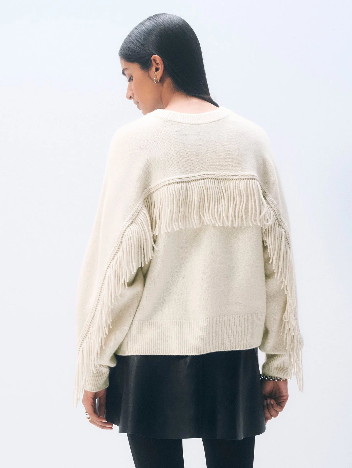 Cashmere Blend Luxe Fringe Crew