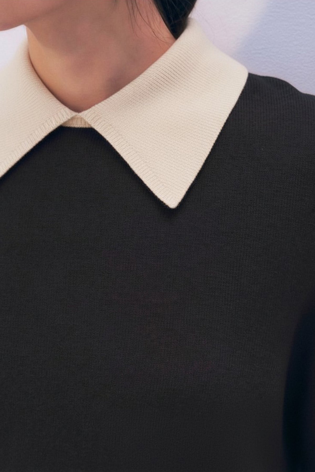 Cashmere Contrast Collar Sweater