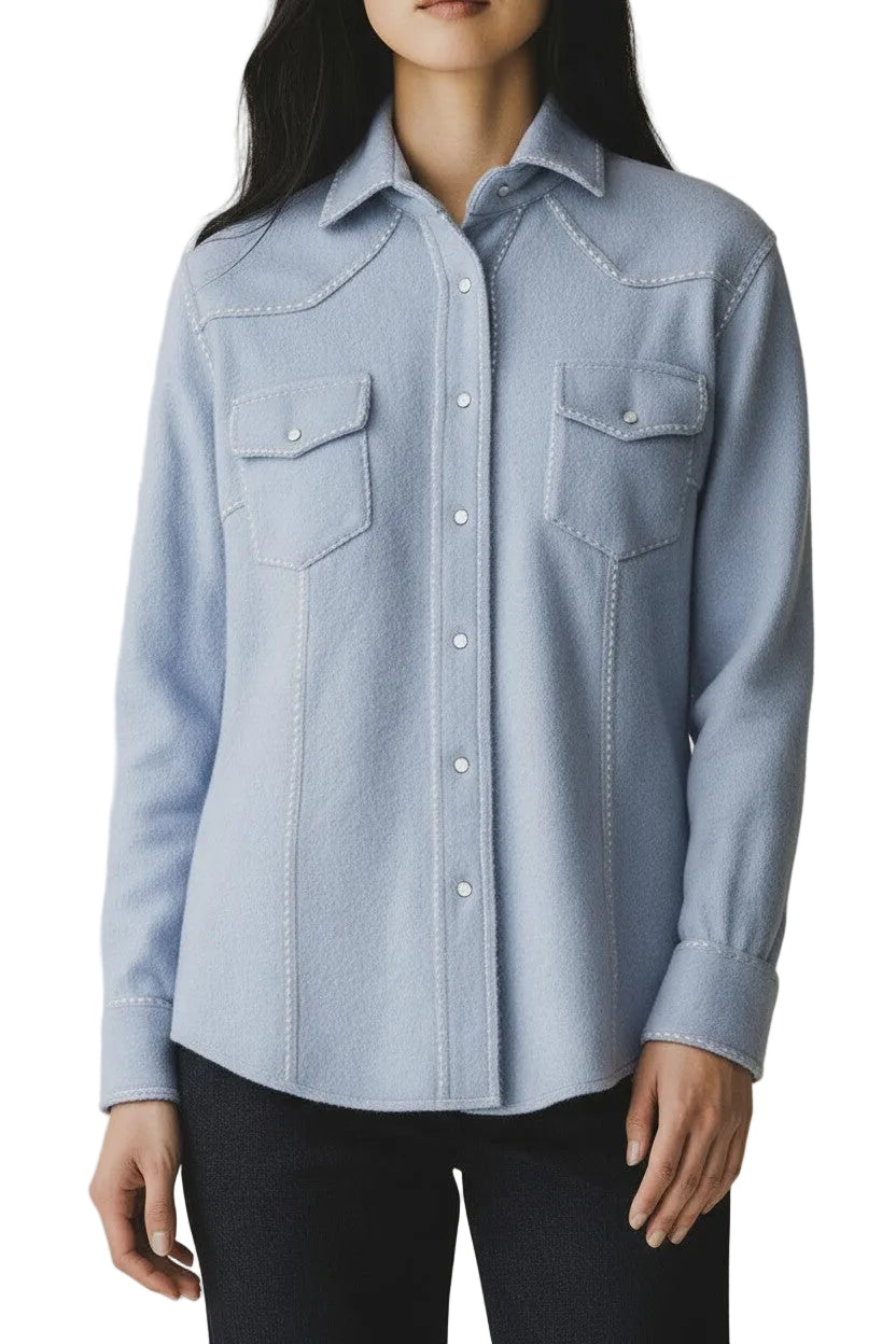 Cashmere Overstitched Snap Shirt