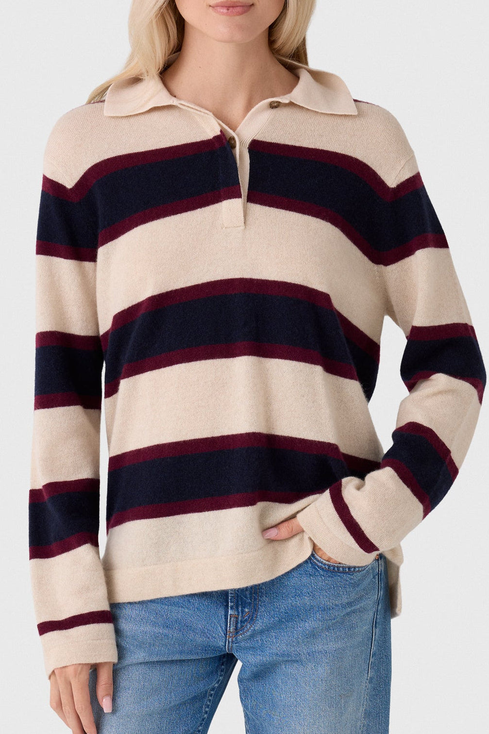 Cashmere Rugby Polo - Natural Heather Rugby