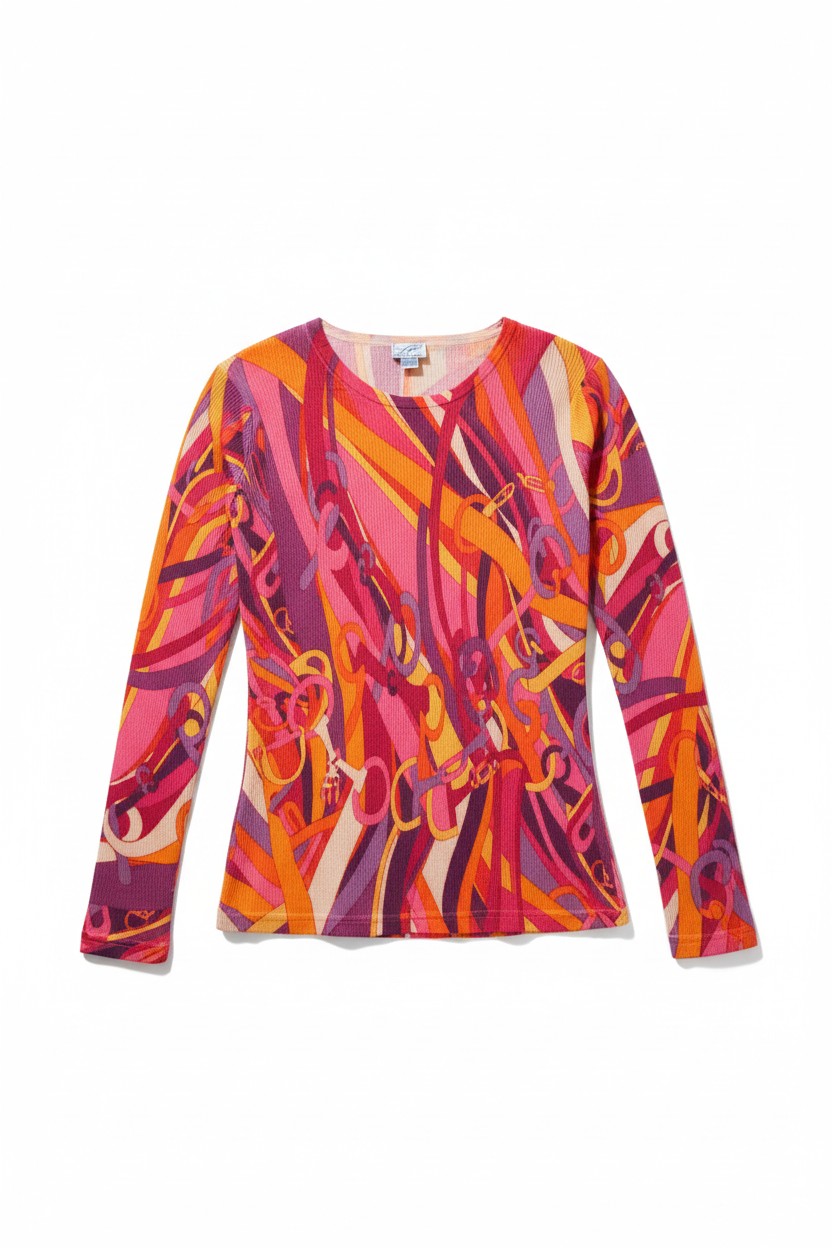 Cashmere Silk Printed Crewneck