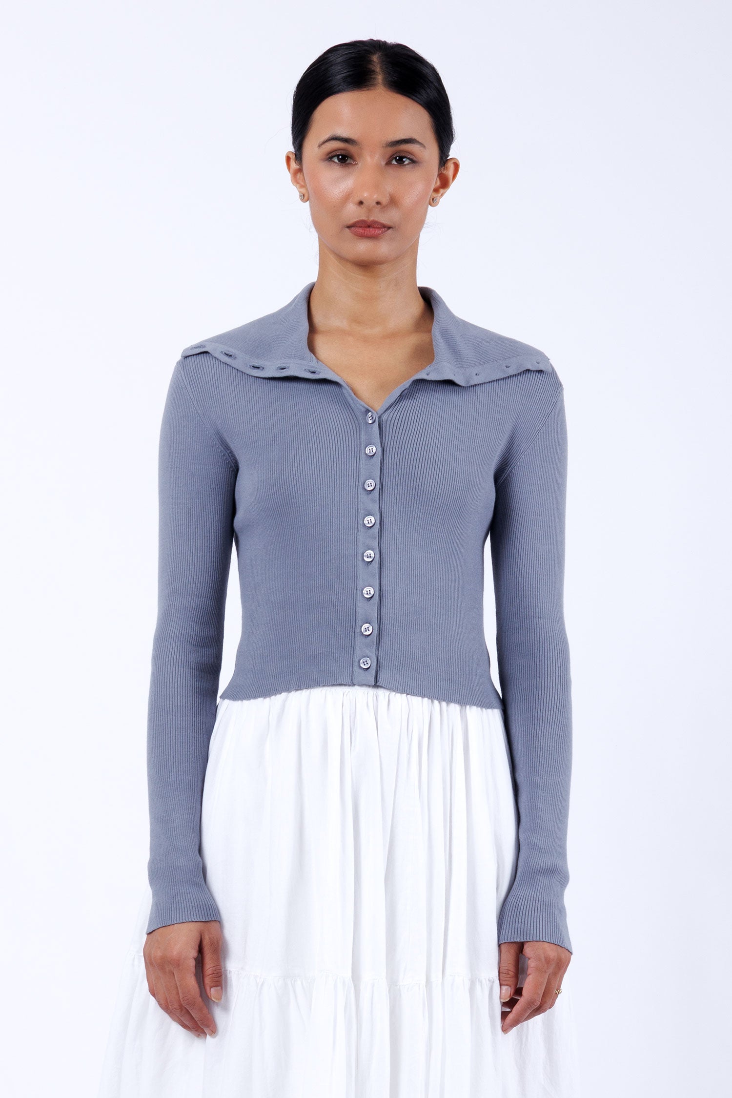 cotton fitted cropped cardigan 2x1
