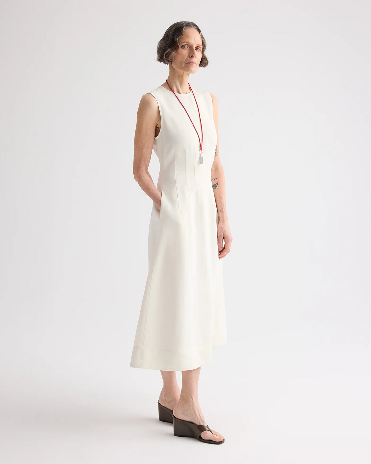 Crew Neck Dress With Darts