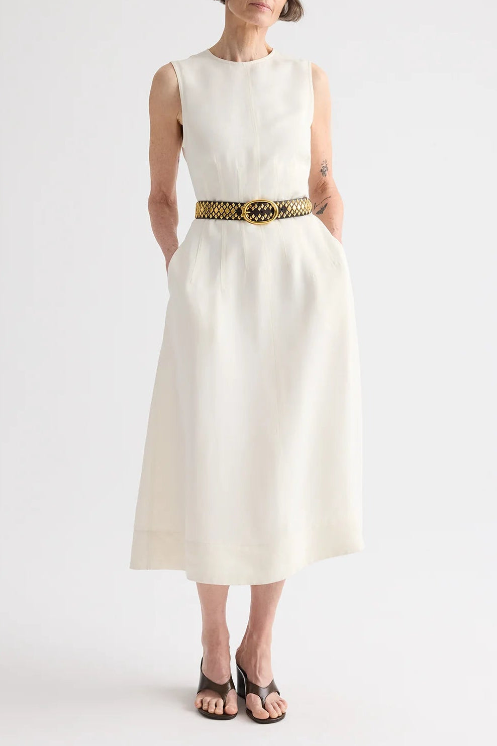 Crew Neck Dress With Darts