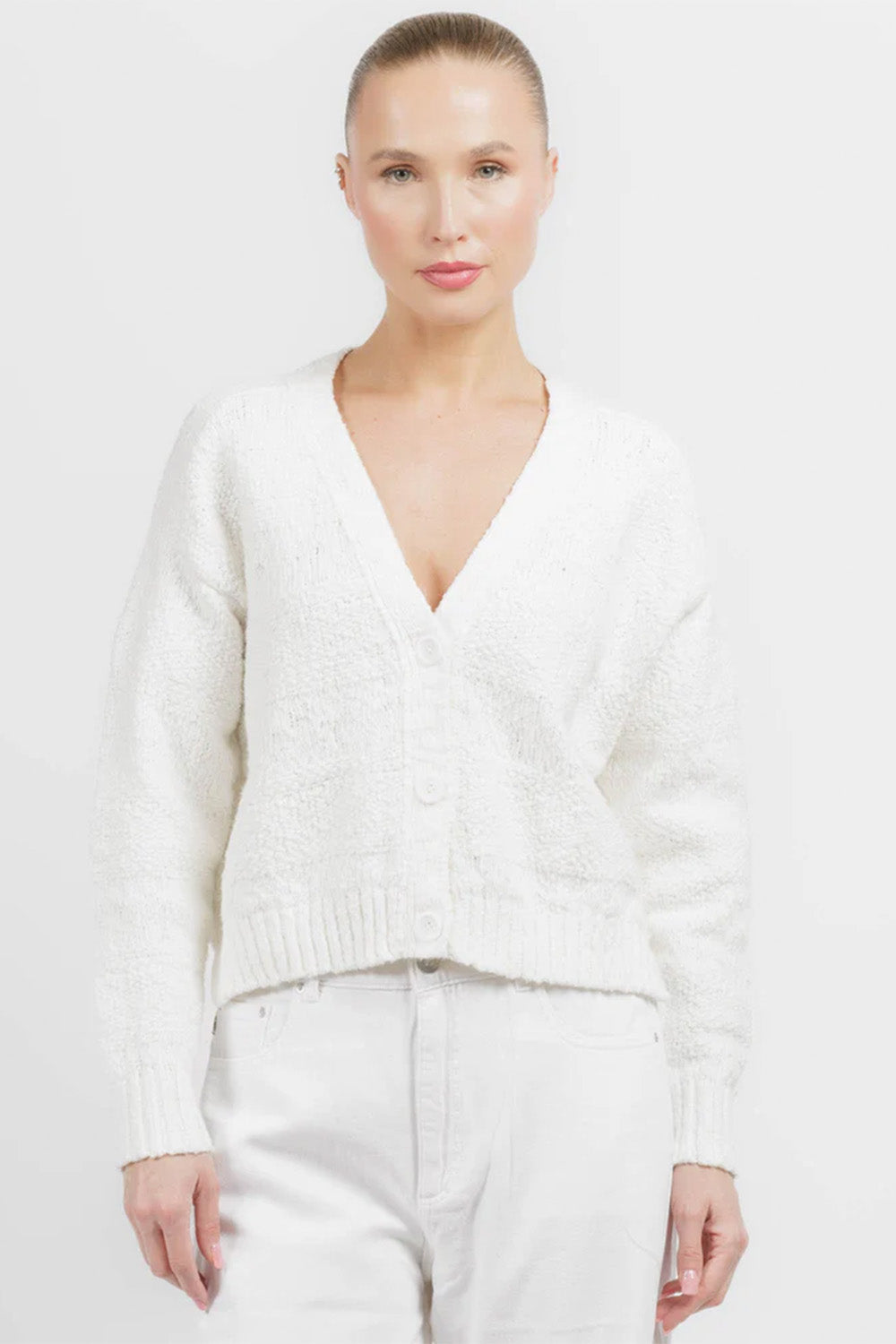 Cropped V Neck Cardigan