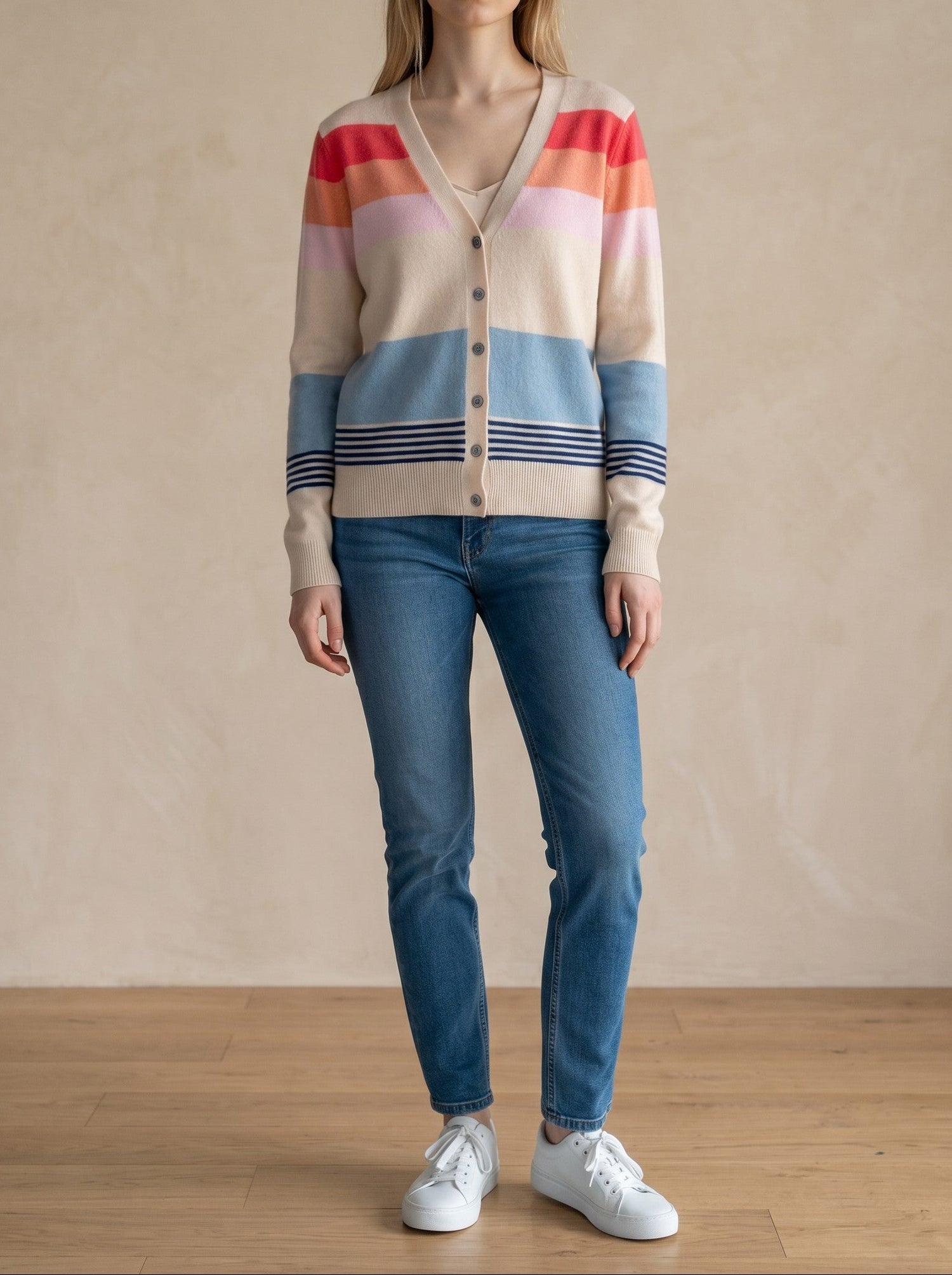 Deckchair Stripe Cashmere Cardigan