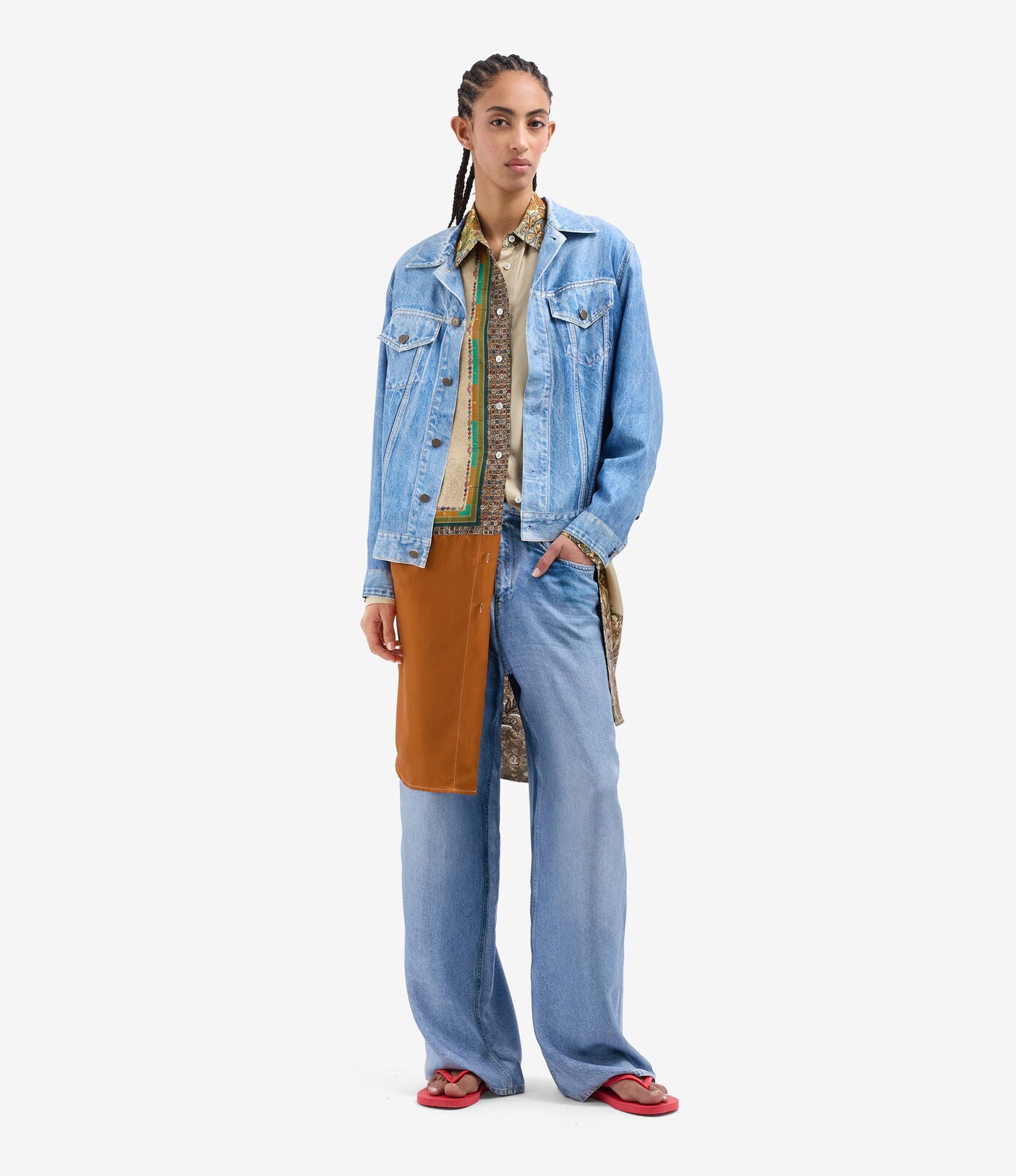 Denim Printed Silk Jacket