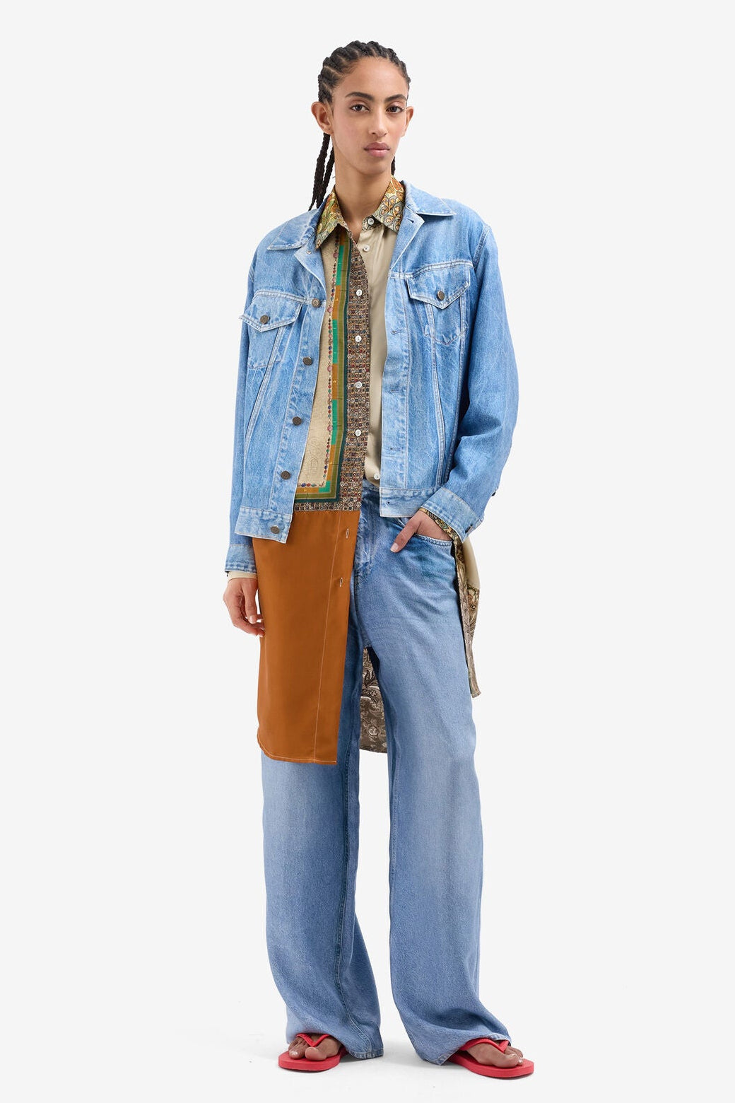 Denim Printed Silk Jacket