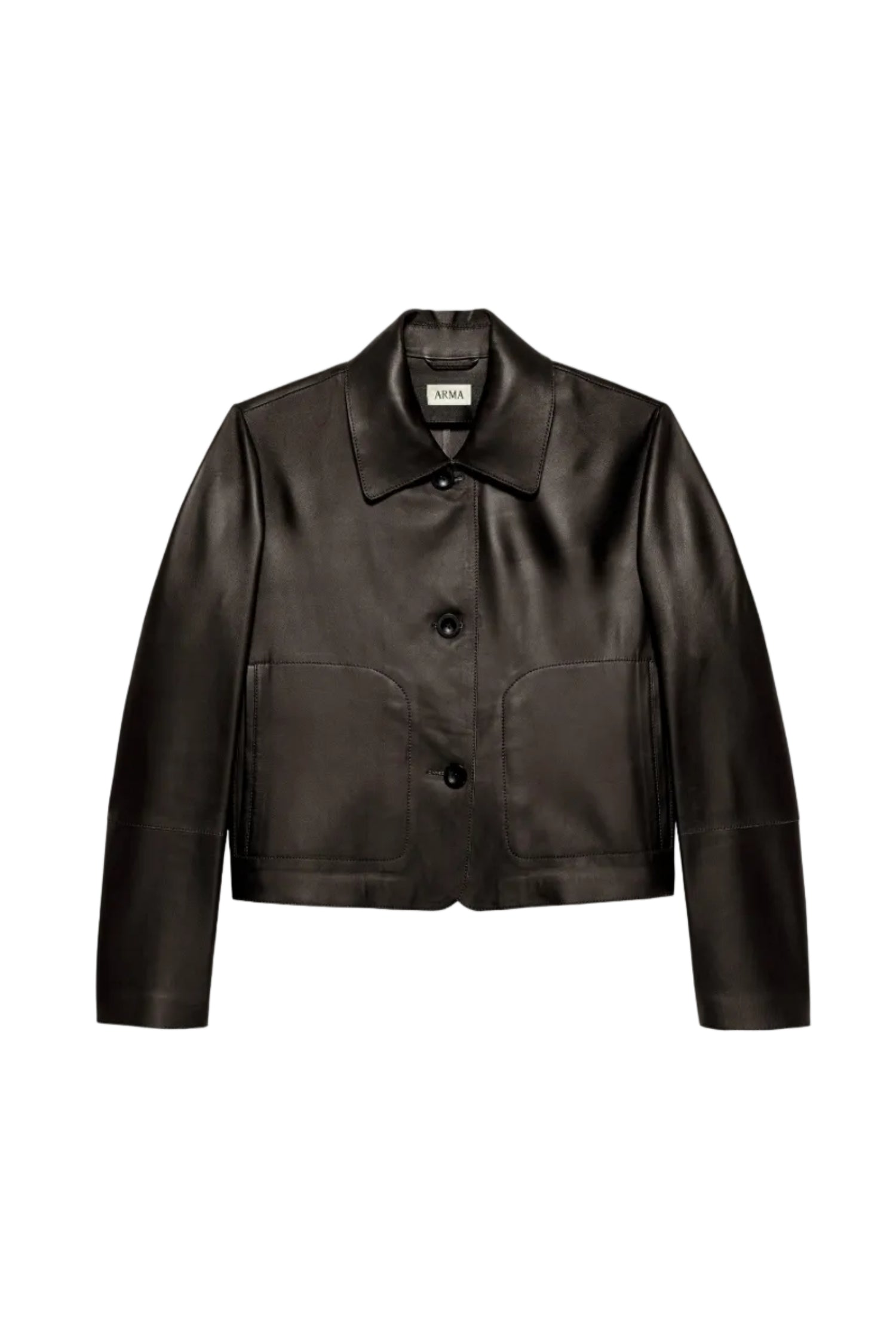 Emy Lamb Butter leather jacket, Coffee Bean - ghost/flat product shot