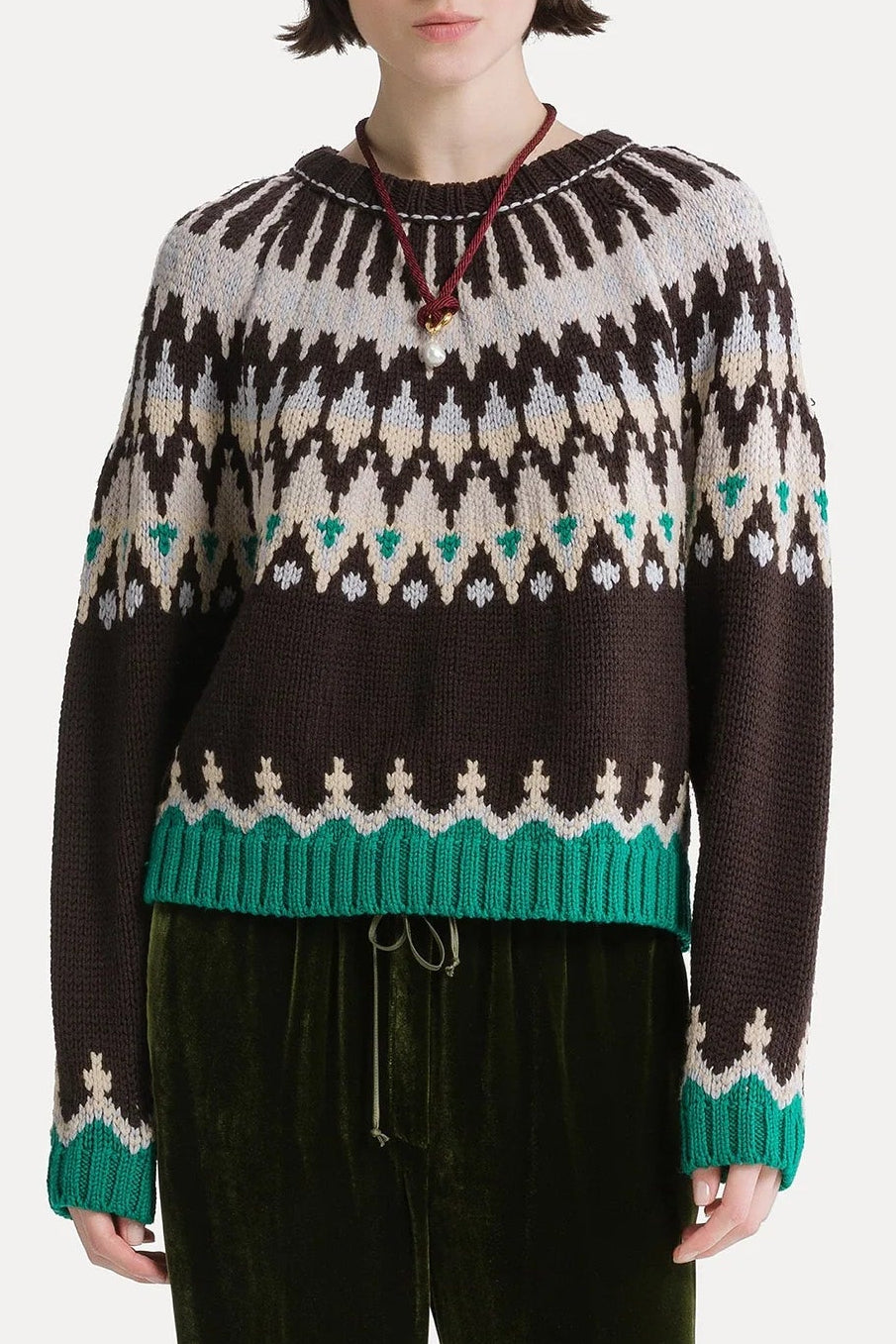 Fair Isle Rws Cableknit Wool Sweater