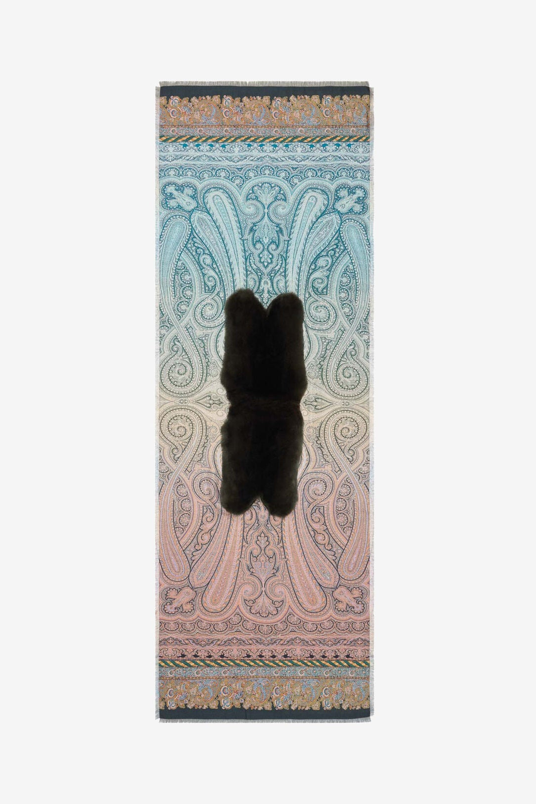 Fanory Silk Scarf with Faux Fur 65x190