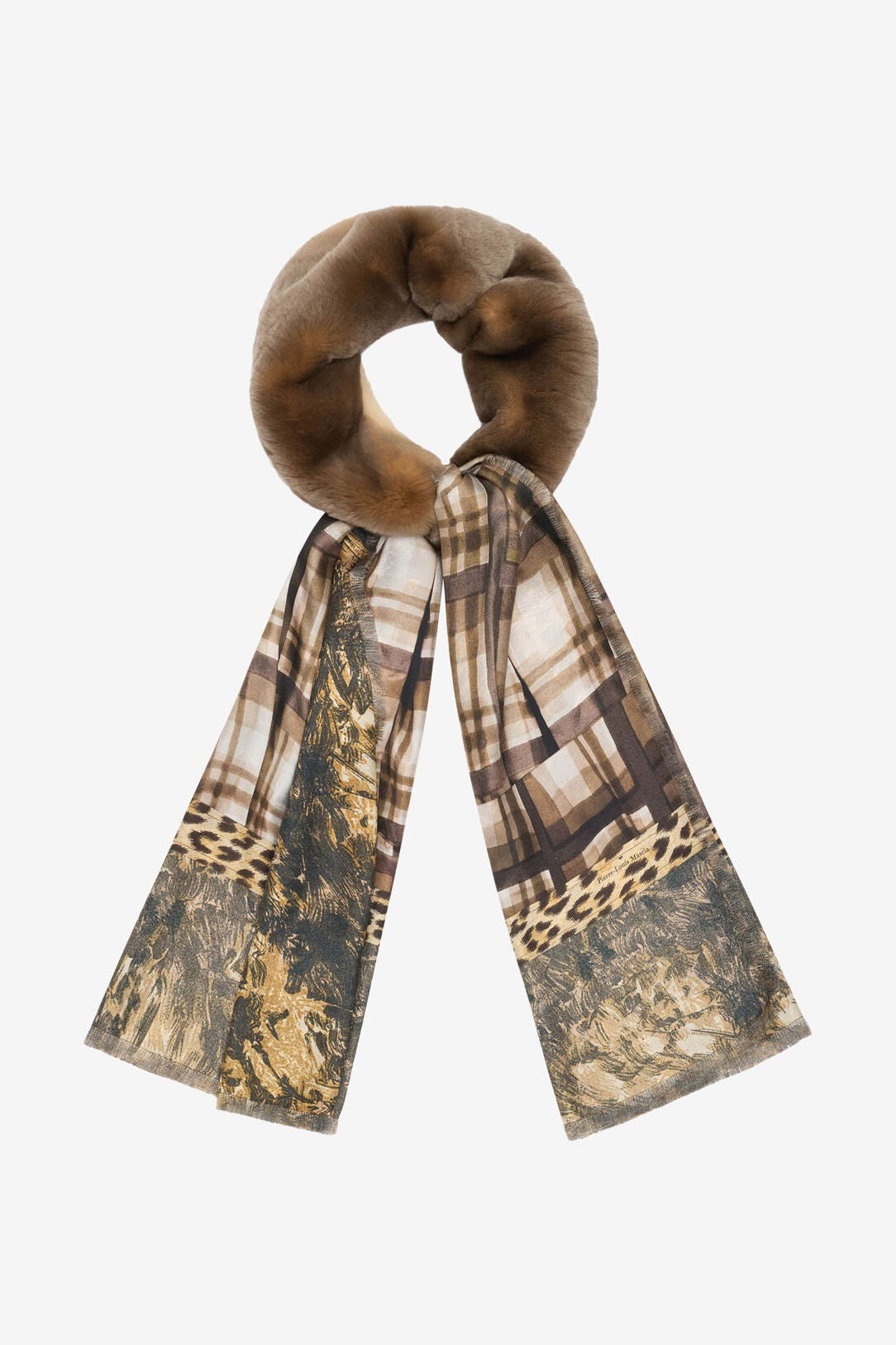 Fanory Silk Scarf with Faux Fur 65x190