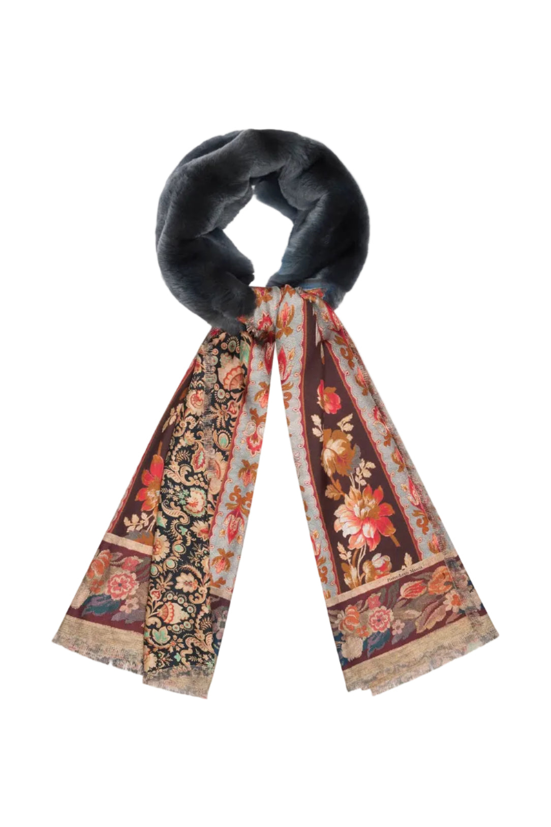 Fanory Silk Scarf with Faux Fur 65x190
