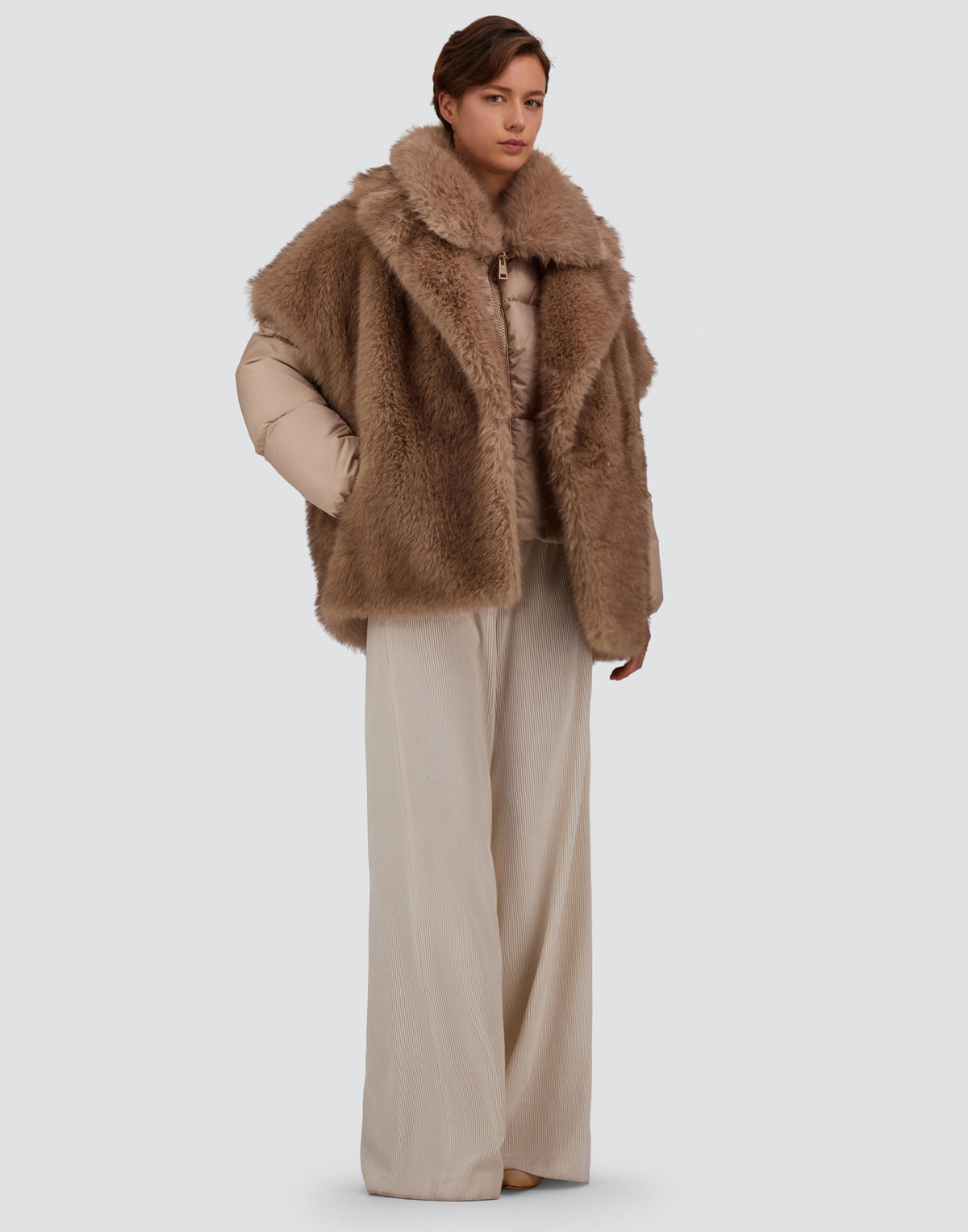 Faux Fur Collar Crop Puffer