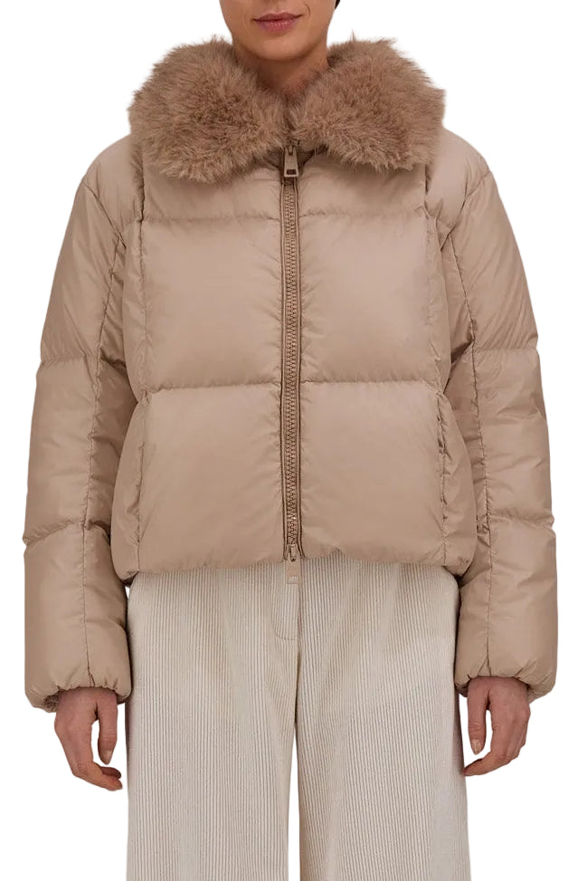 Faux Fur Collar Crop Puffer