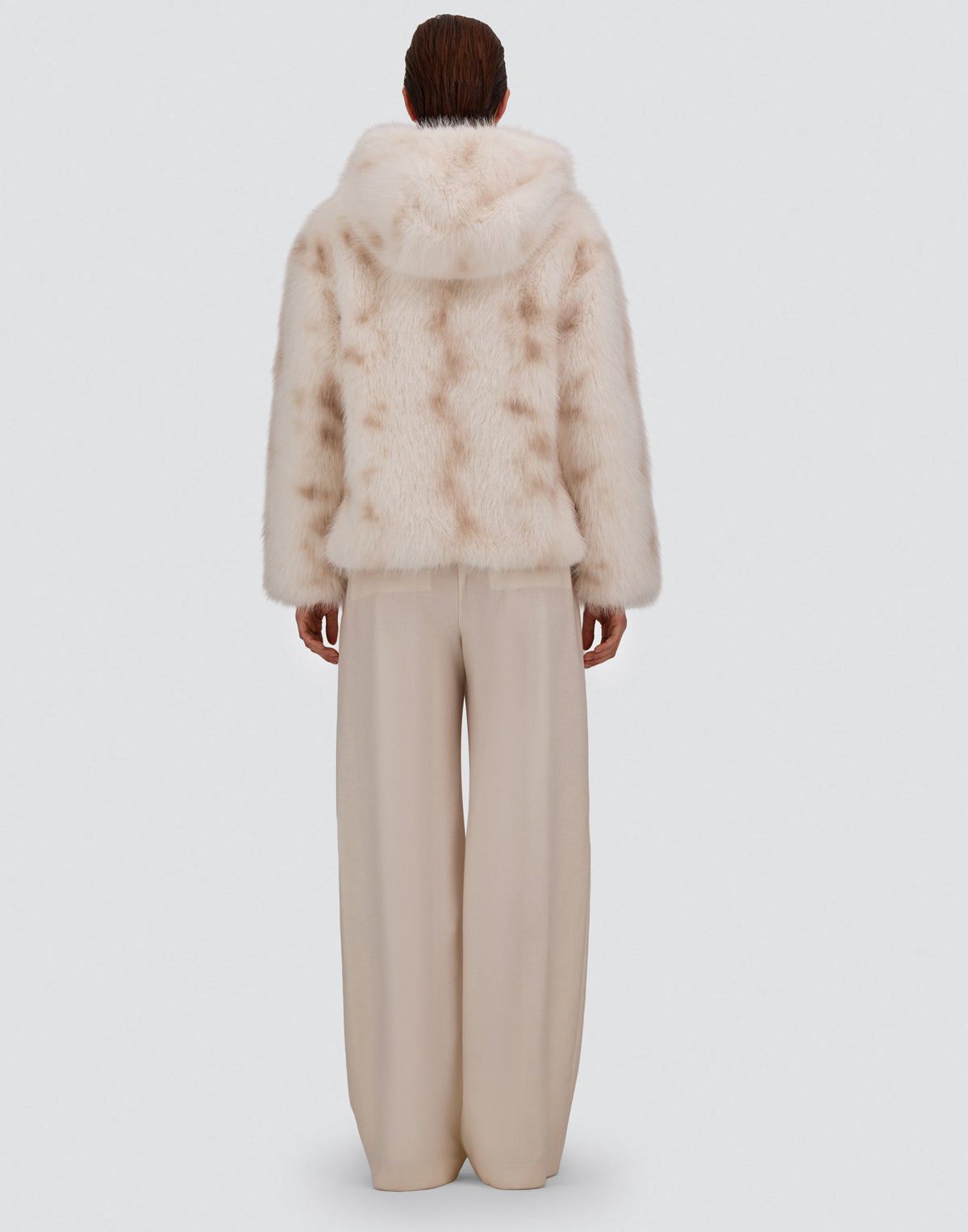 Herno GI000422D Open White faux fur hooded jacket - model back