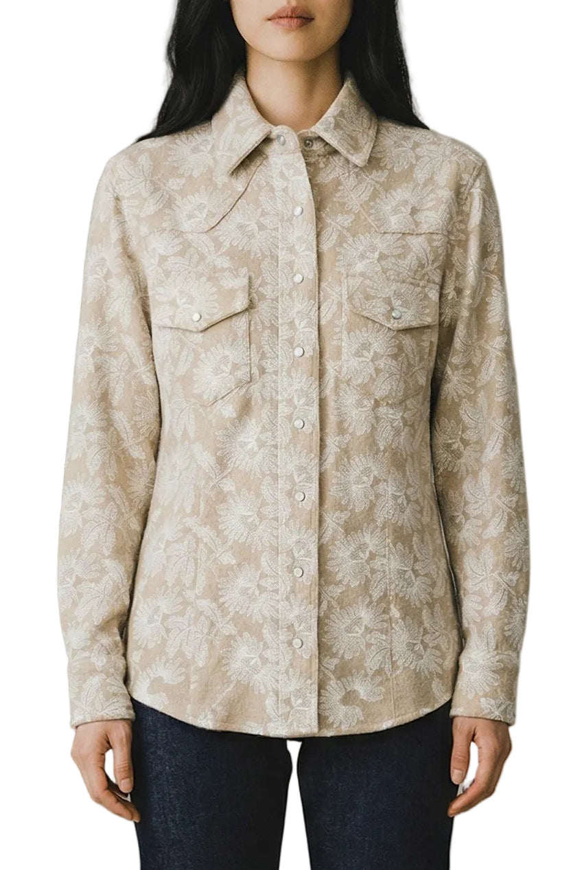 Floral Embroidered Snap Shirt
