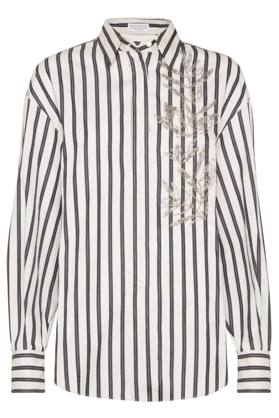 Glistening Herbarium Embroidery Poplin Shirt