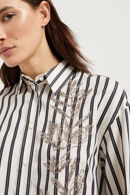 Glistening Herbarium Embroidery Poplin Shirt