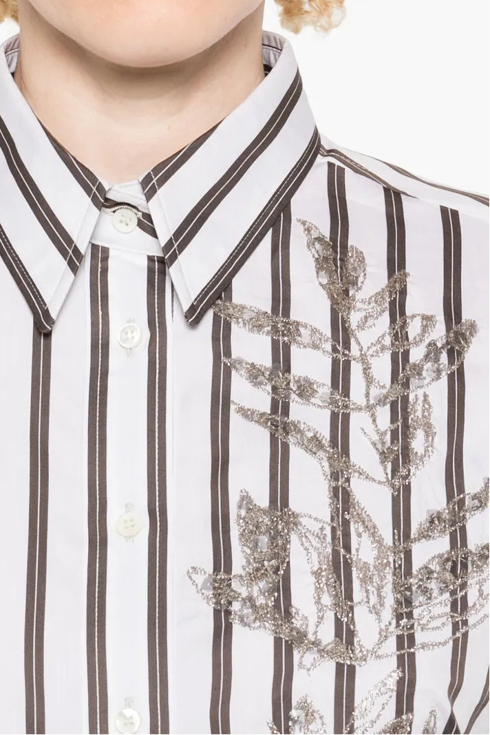 Glistening Herbarium Embroidery Poplin Shirt