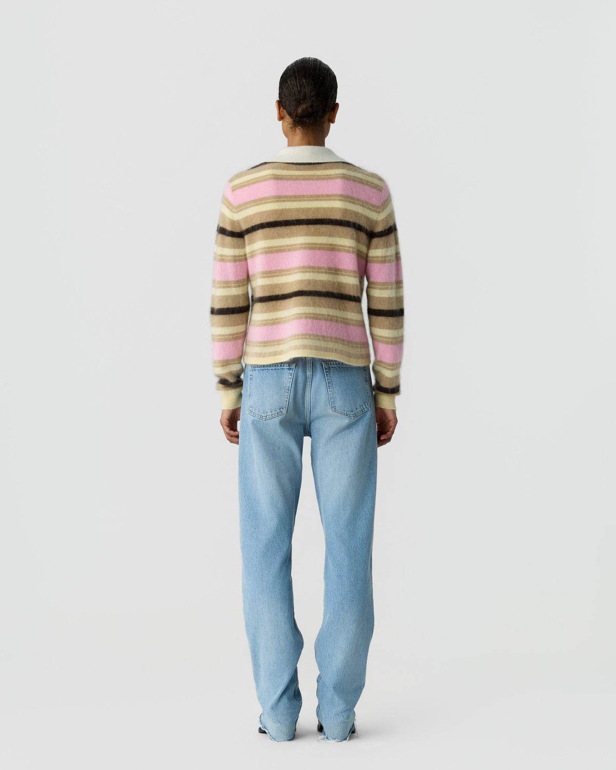 Guest In Residence Grizzly Cropped Rugby in Sprinkle Combo back view