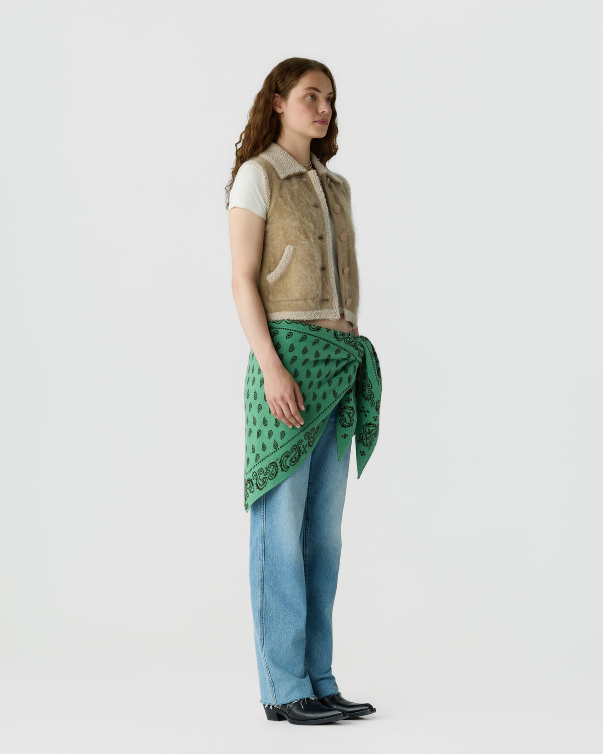 Guest In Residence Grizzly Wrangler Vest in Camel side view