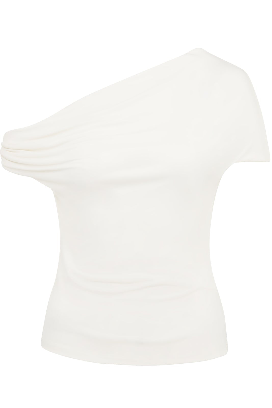 Ida Top One-Shoulder Fitted Cupro Rib Top | Ivory