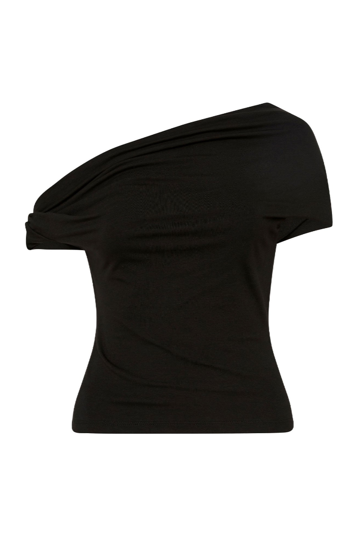 Ida Top One-Shoulder Fitted Cupro Rib Top | Ivory