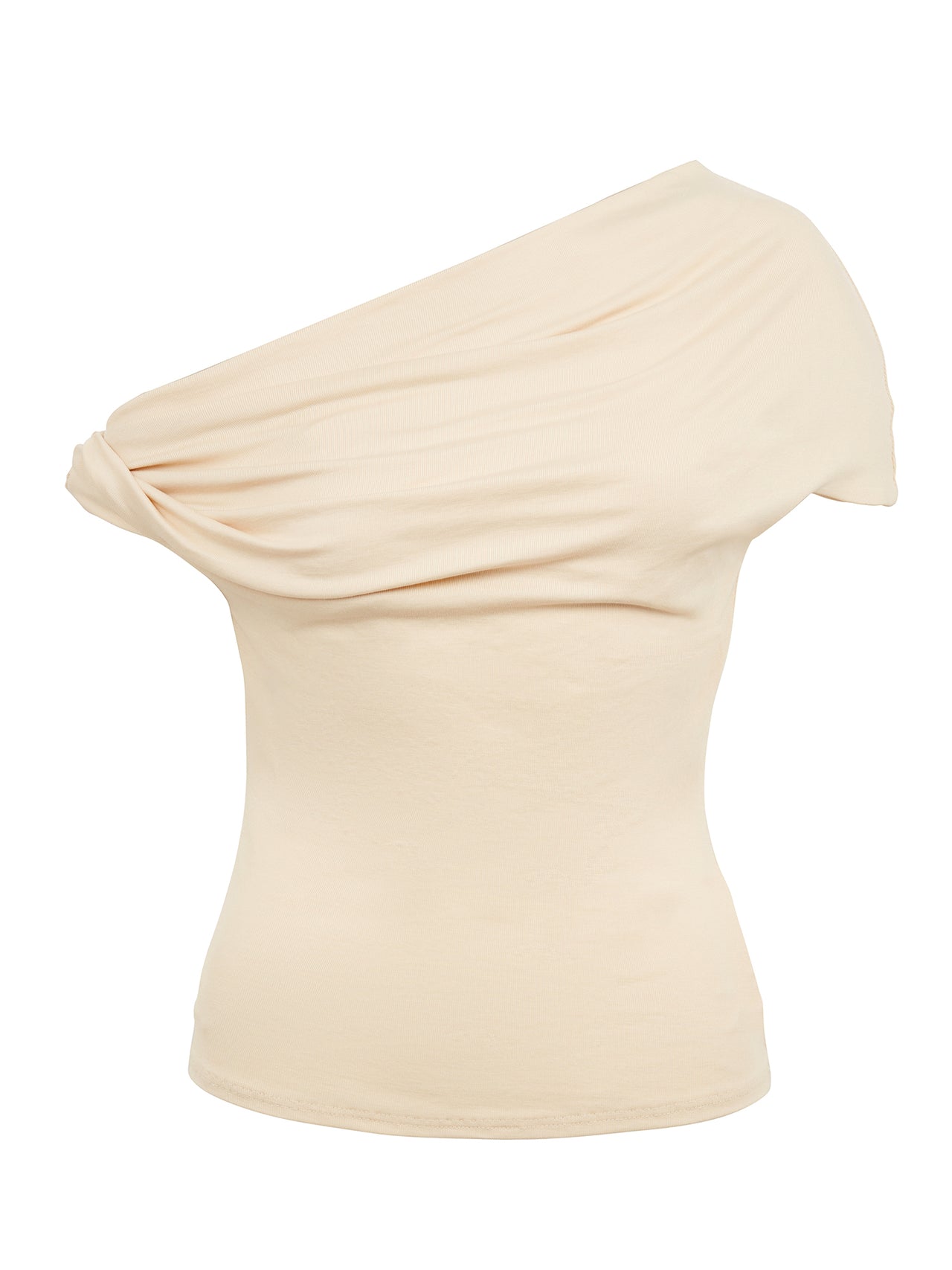 Ida Top One-Shoulder Fitted Cupro Rib Top | Ivory