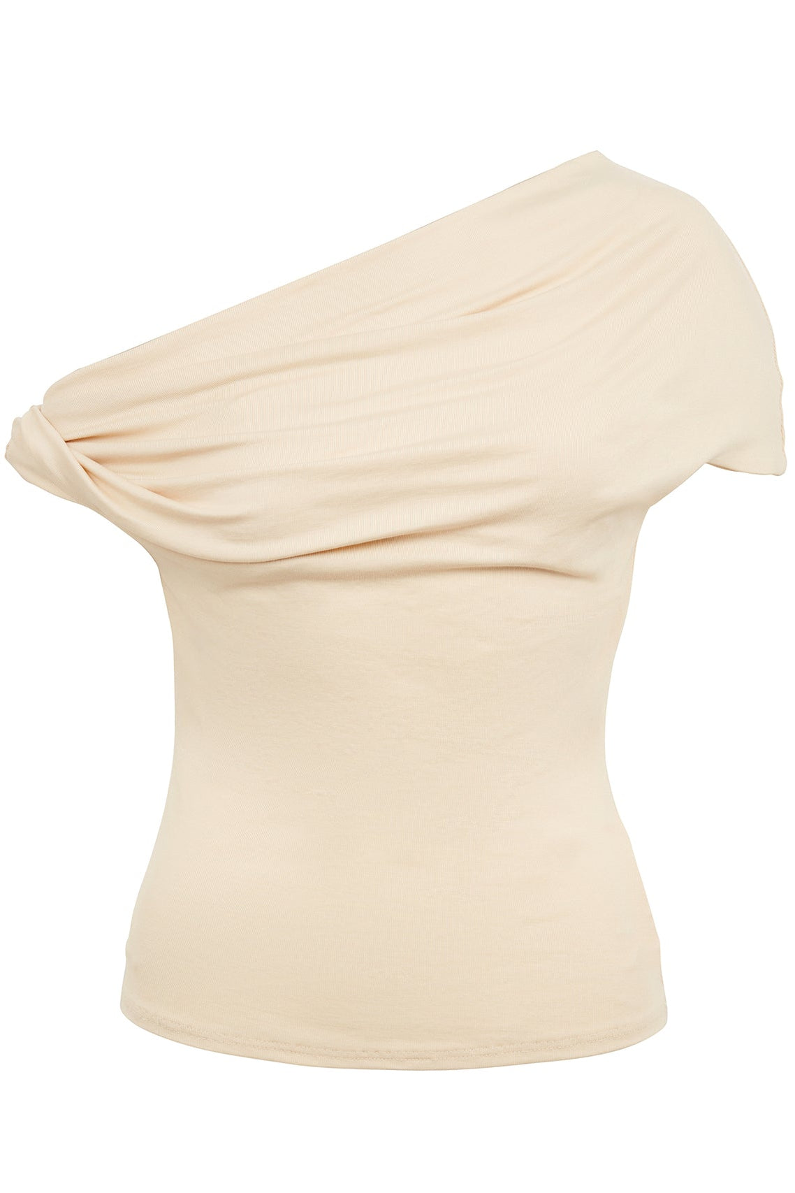 Ida Top One-Shoulder Fitted Cupro Rib Top | Ivory