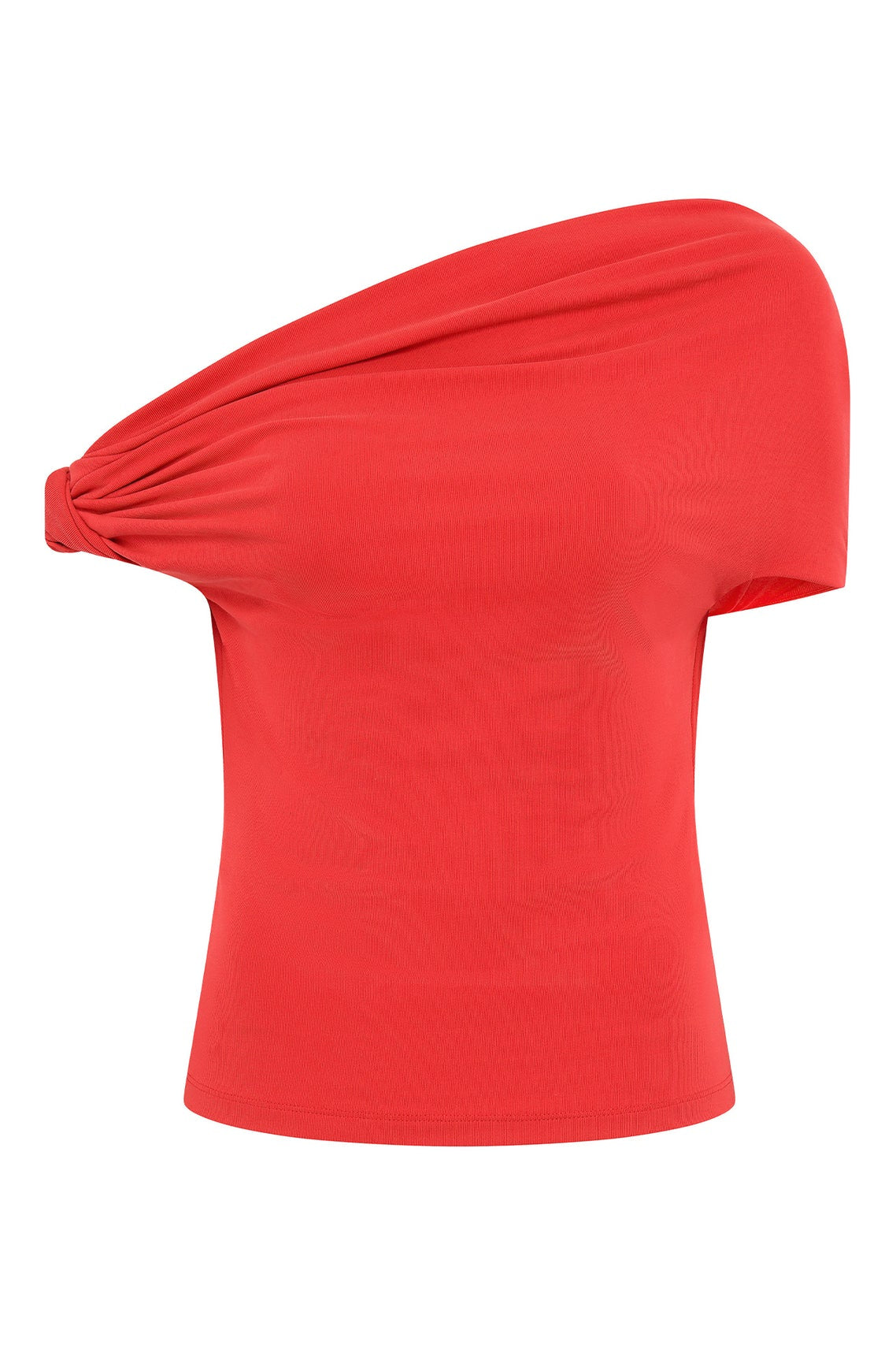 Ida Top One-Shoulder Fitted Cupro Rib Top | Ivory