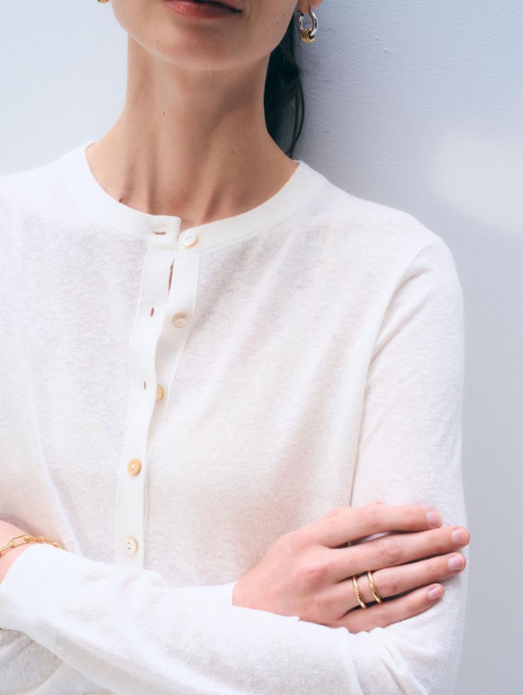 Linen Blend Cardigan in Poppy Rouge