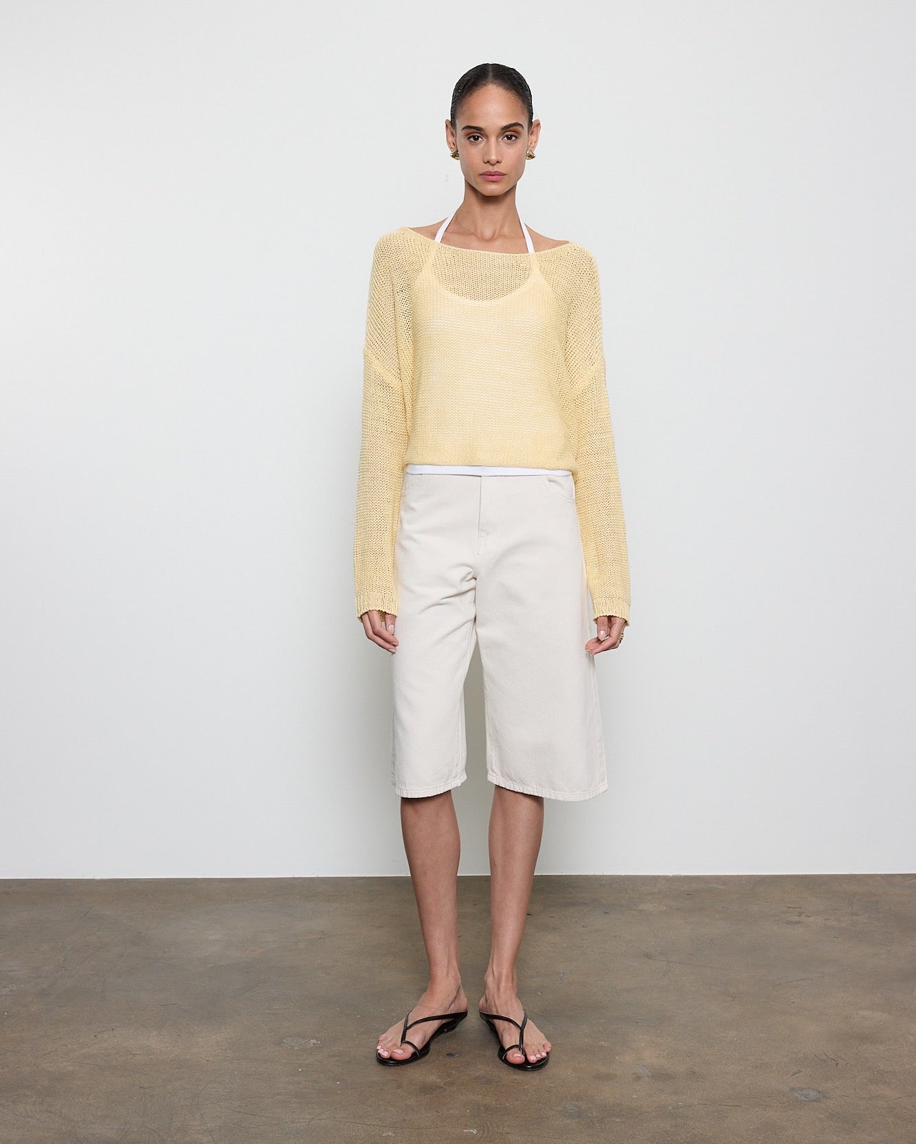 Linen Open Knit Bateau Sweater – Flan