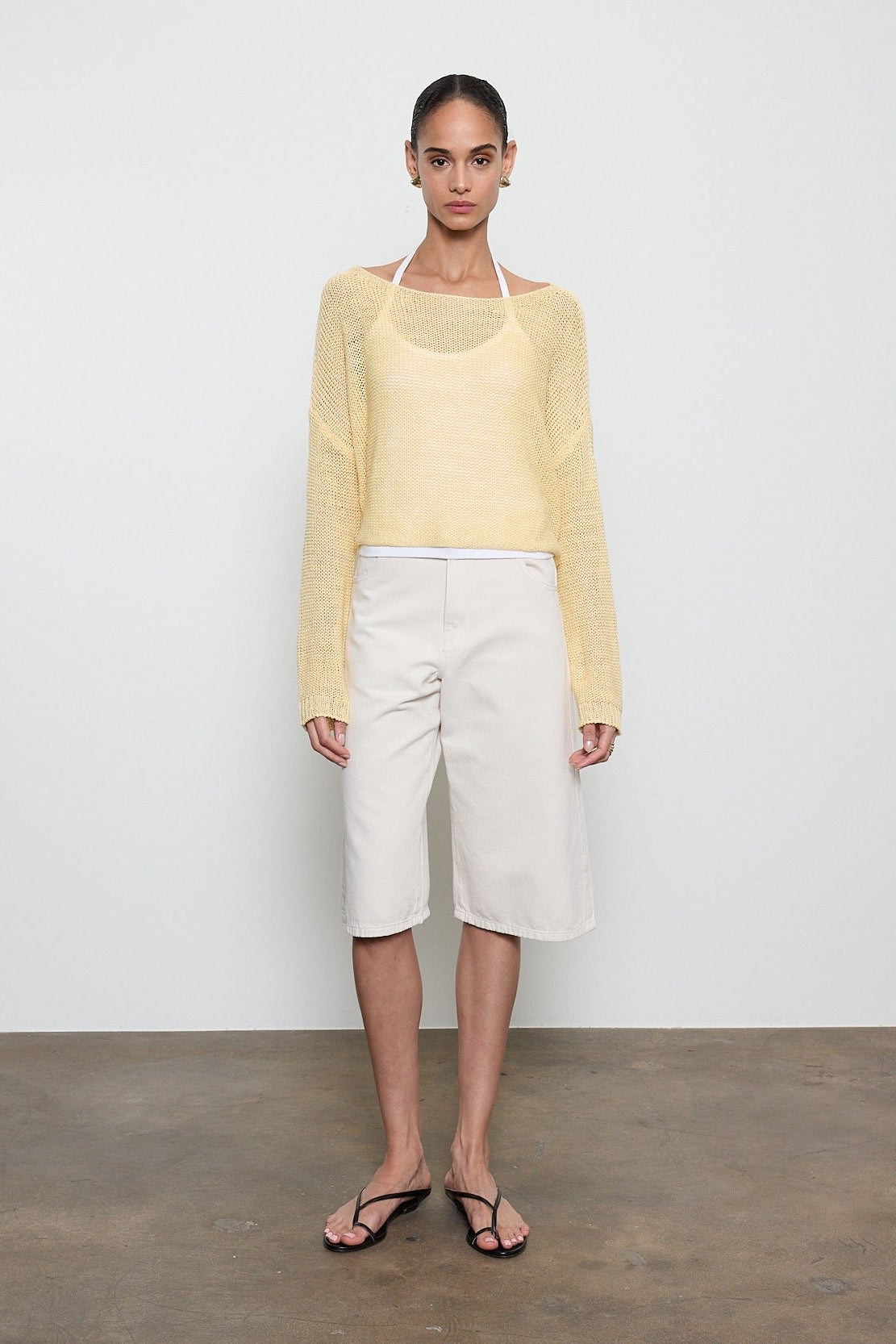 Linen Open Knit Bateau Sweater – Flan