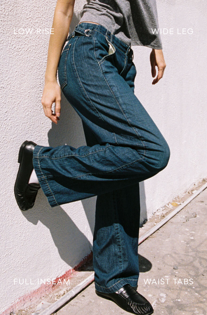 AMO Denim Margot Trouser in Freeze - flat product shot
