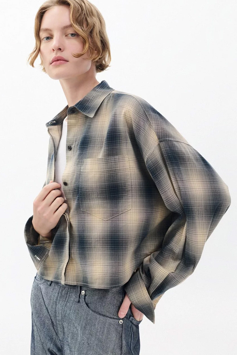 Marin Cropped Plaid Shirt