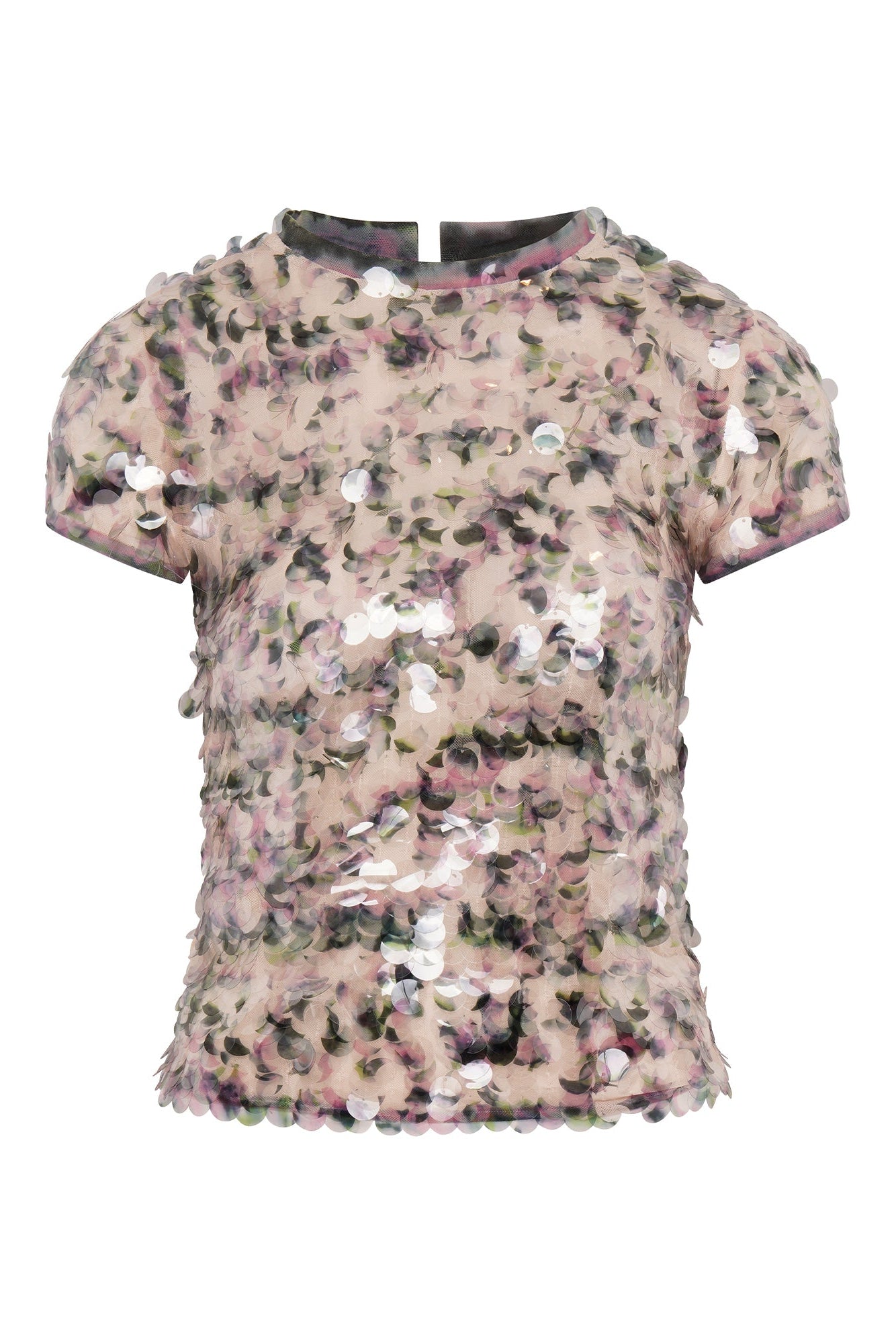 Mermaid Tee Sequined Fitted T-Shirt | Multi Color