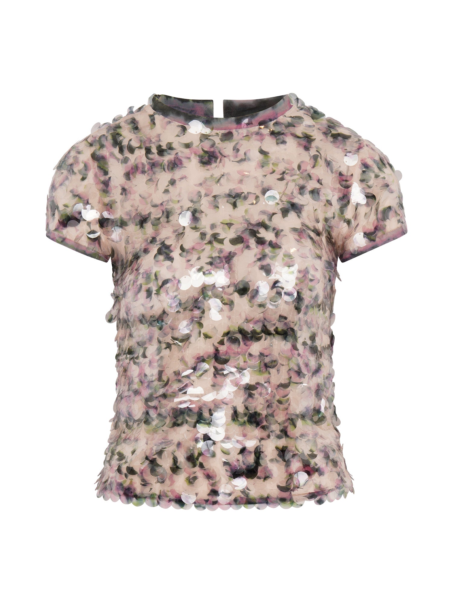 Mermaid Tee Sequined Fitted T-Shirt | Multi Color