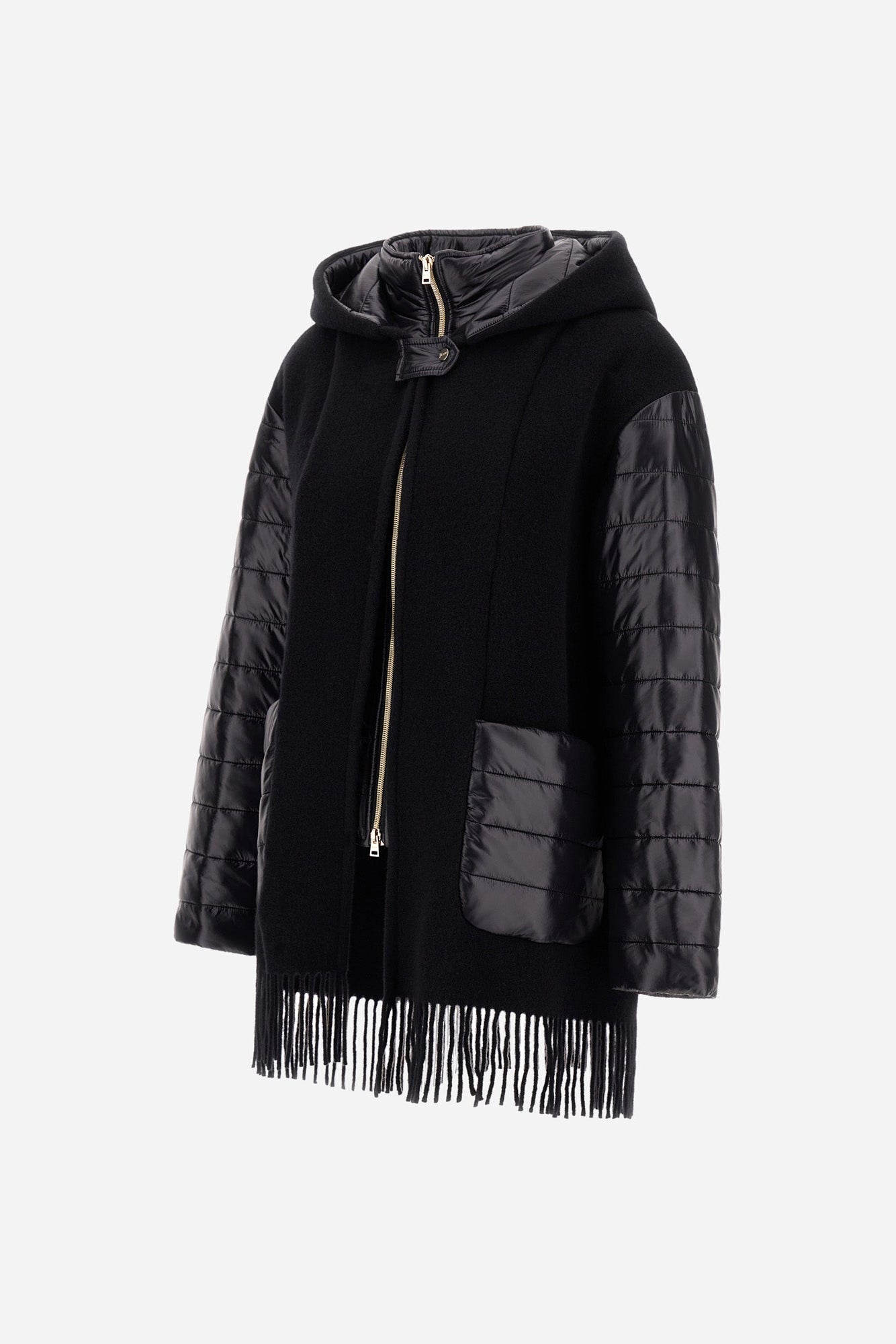 Herno GC000625D Black hooded coat - ghost alt