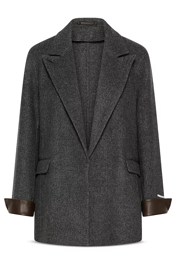 Leather Trim Blazer
