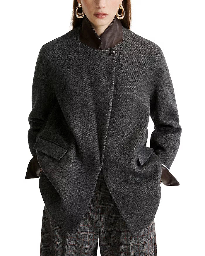 Leather Trim Blazer