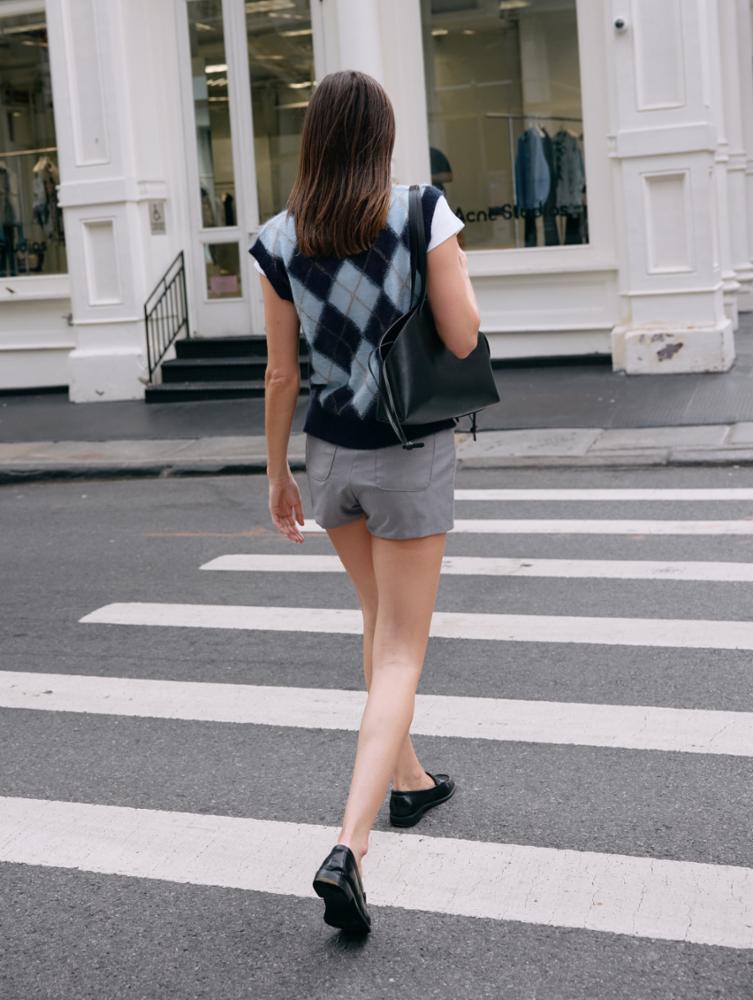Mohair Luxe Argyle Vest in Blue