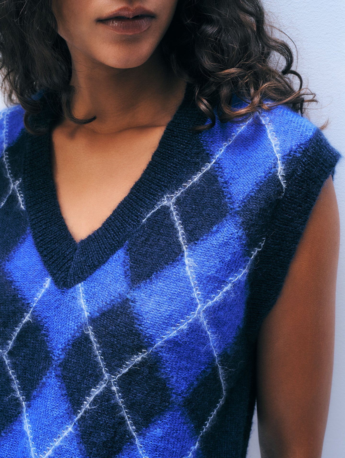 Mohair Luxe Argyle Vest
